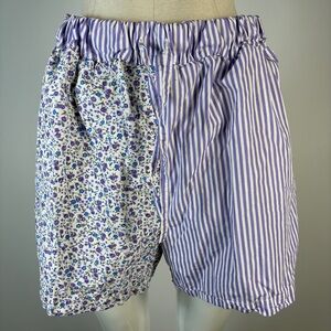 ❤️ Avec Les Filles Purple and White Striped Shorts L